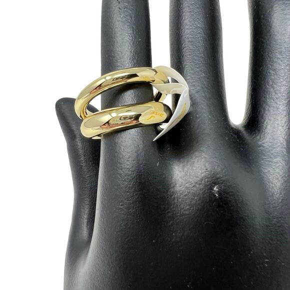 Loren Stewart Deux Double Open Band Ring Gold Plated Chunky Classic Size 7 NEW - Picture 4 of 9